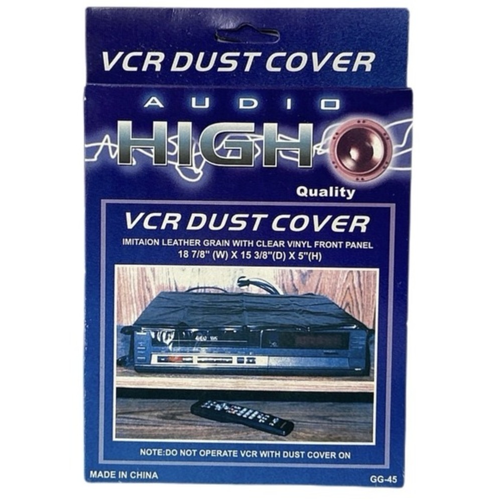 Vintage VCR‎ Dust Cover NOS Retro 80s 90s Faux Leather Grain Clear Vinyl NIB FS